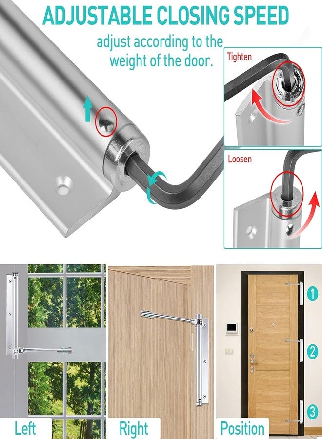 Murcy Commercial Grade Door Closer: Safety Spring, Easy Installation for Self-Closing Hinged Doors with Weather Stripping Draft Stopper - Aluminum Alloy for Middle-Weight Doors - Image 3